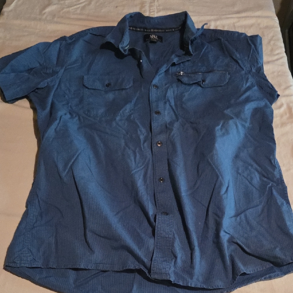 Rock & Republic Men's Casual Blue Button-Down Shirt